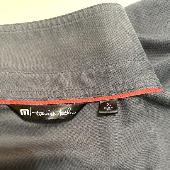 Travis Mathew Navy Golf Polo Shirt American Flag Pocket Mens Size XL - Picture 6 of 10